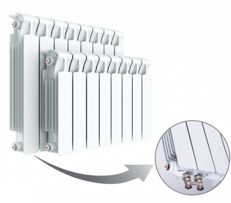 Радиатор биметаллический секционный Rifar Monolit Ventil 500 х 12 секций (подключение нижнее слева)