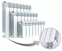Радиатор биметаллический секционный Rifar Base Ventil 350 х 8 секций (подключение нижнее справа)